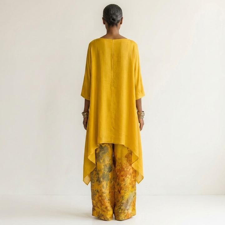 Cariola | Completo in Cotone-Seta a Due Pezzi con Tunica Asimmetrica