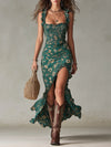 Cynthia | Abito Maxi Floreale Bohemien Arricciato