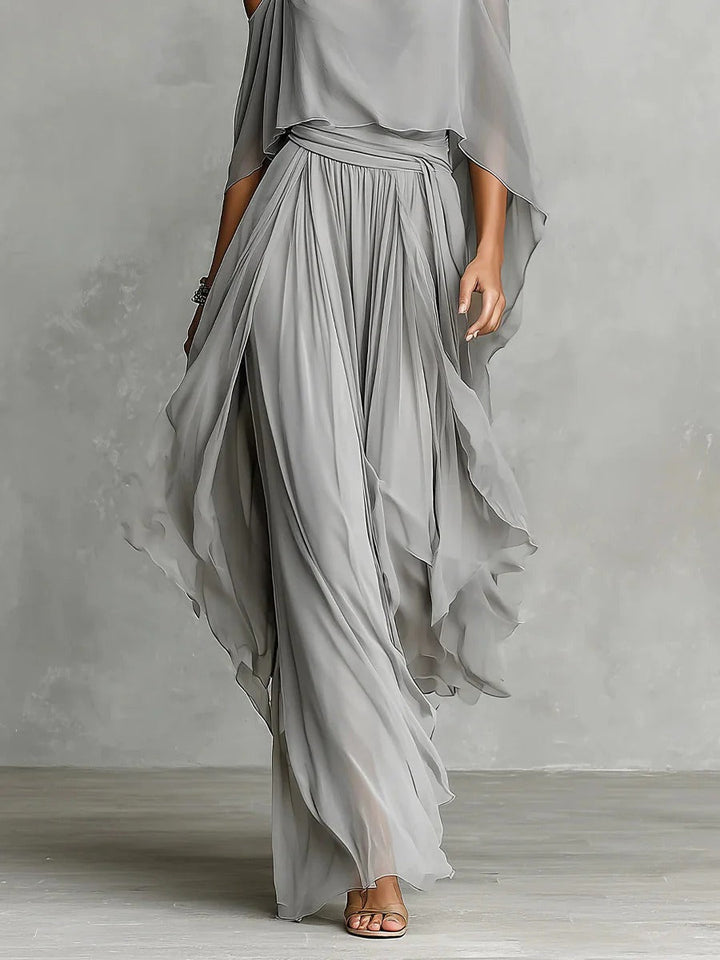 Renata | Completo Fluido Grigio con Top a Spalline e Pantaloni Leggeri