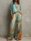Chiara | Set elegante con stampa floreale e pantaloni a gamba larga